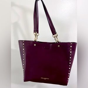 Burgundy Karl Lagerfeld tote bag with studs detailing